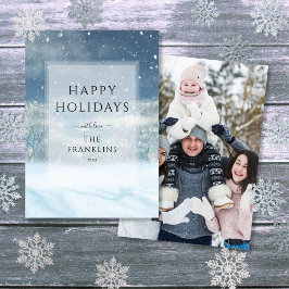 冬のワンダーランドの森のクリスマスフォト シーズンカード