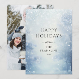 冬のワンダーランドの森のクリスマスフォト シーズンカード