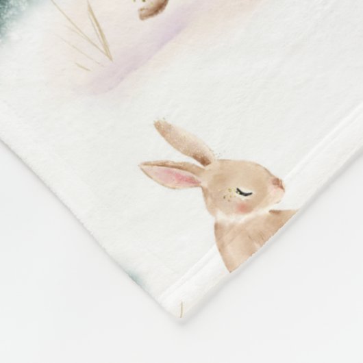 冬のワンダーランドの森のクリスマス動物 フリースブランケット (角)