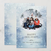 冬のワンダーランドの森の写真クリスマス シーズンカード (正面/裏面)