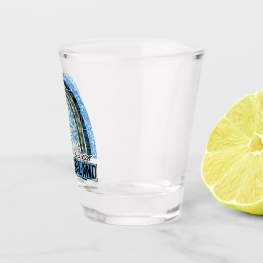 冬のワンダーランドの歩く |ブルーレインボー ショットグラス (右)