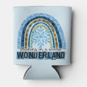 冬のワンダーランドの歩く |ブルーレインボー 缶クーラー (正面)