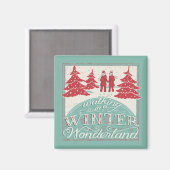 冬のワンダーランドの歩く マグネット (正面/裏面)