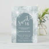 冬のワンダーランドの水の色のスノーフレーク甘い16 招待状 (スタンド正面)