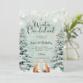 冬のワンダーランドの狐の誕生日パーティー招待状 招待状 (スタンド正面)