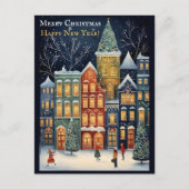 冬のワンダーランドの街並クリスマス&新年 ポストカード (正面)