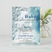 冬のワンダーランドの赤ちゃんシャワー外は寒い 招待状 (スタンド正面)
