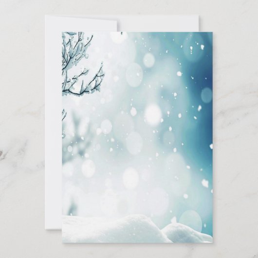 冬のワンダーランドの赤ちゃんシャワー外は寒い 招待状 (裏面)