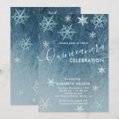 冬のワンダーランドの雪の結晶キンセアニェラインビタット 招待状 (正面/裏面)