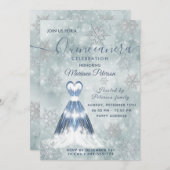 冬のワンダーランドほこりっぽい青キンセアニラ 招待状 (正面/裏面)