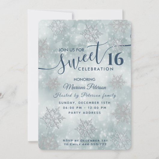 冬のワンダーランドほこりっぽい青《写真》ぼけ味甘い16 invita 招待状 (正面)