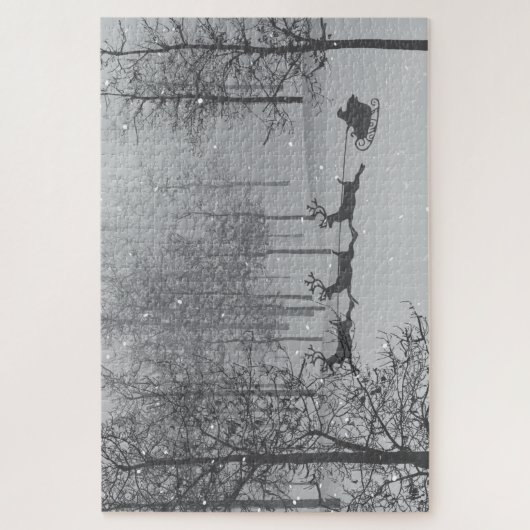 冬のワンダーランドをサンタのそりに乗る ジグソーパズル (縦)