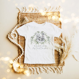 冬のワンダーランドアルティック動物ベビー1stクリスマス ベビーTシャツ