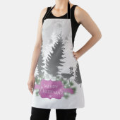 冬のワンダーランドオールオーバープリントエプロン – マゼンタ エプロン (インサイチュ)