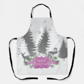 冬のワンダーランドオールオーバープリントエプロン – マゼンタ エプロン (正面)