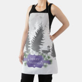 冬のワンダーランドオールオーバープリントエプロン – 紫 エプロン (インサイチュ)