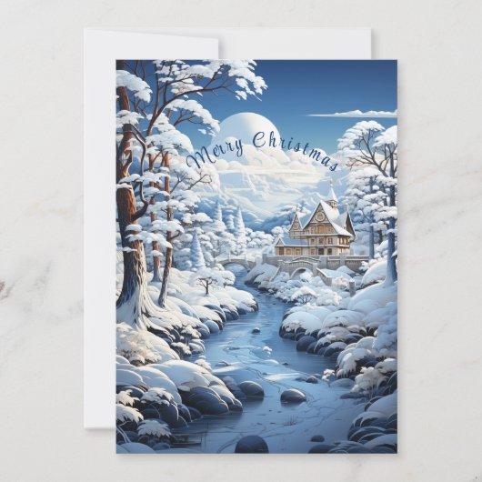 冬のワンダーランドカントリー雪の木家族の写真 シーズンカード (正面)