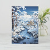 冬のワンダーランドカントリー雪の木家族の写真 シーズンカード (スタンド正面)