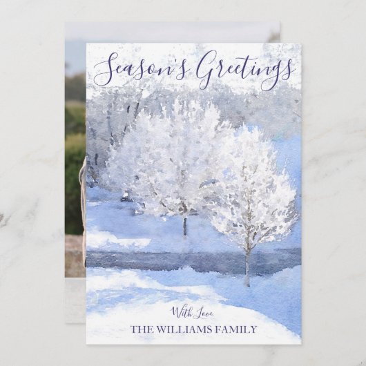 冬のワンダーランドクリスマスの写真 シーズンカード (正面/裏面)