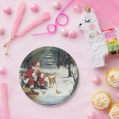 冬のワンダーランドクリスマスサンタアンド鹿 ペーパープレート (パーティー)