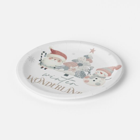冬のワンダーランドクリスマス ペーパープレート (アングル)