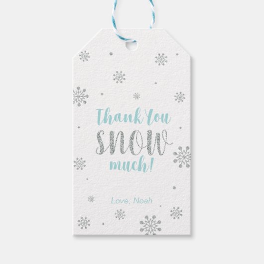 冬のワンダーランドサンキュースノーモアメッセージカード ギフトタグ (正面)