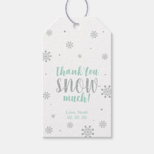 冬のワンダーランドサンキュースノーモアメッセージカード ギフトタグ (正面)