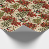 冬のワンダーランドサンタとクリスマスツリー ラッピングペーパー (角)