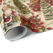 冬のワンダーランドサンタとクリスマスツリー ラッピングペーパー (ロールコーナー)