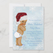 冬のワンダーランドサンタハットエスニックボーイベビーシャワー 招待状 (裏面)