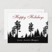 冬のワンダーランドシルエットクリスマスホリデー ポストカード (正面/裏面)