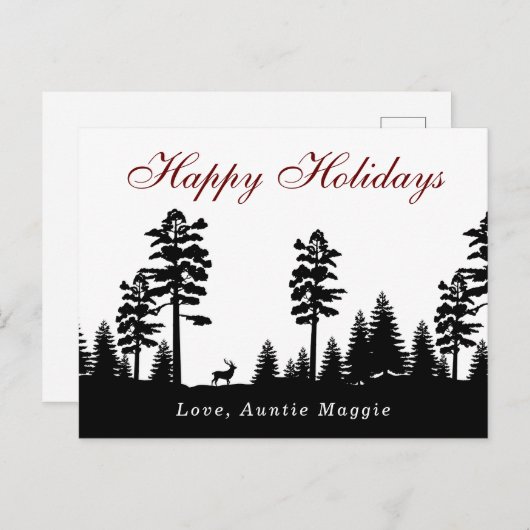 冬のワンダーランドシルエットクリスマスホリデー ポストカード (正面/裏面)