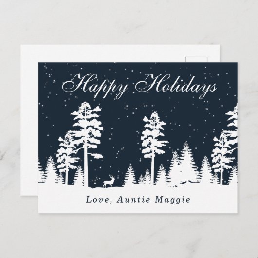 冬のワンダーランドシルエットクリスマス ポストカード (正面/裏面)