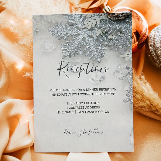 冬のワンダーランドシルバースノータイポグラフィ披露宴 エンクロージャーカード