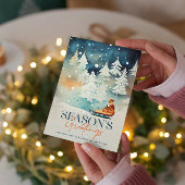 冬のワンダーランドシーズングリーティングクリスマスカード 招待状