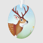 冬のワンダーランドシーンの鹿 オーナメント (正面)
