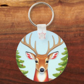 冬のワンダーランドシーンの鹿 キーホルダー (裏面)