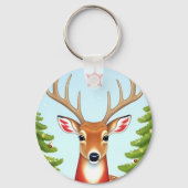 冬のワンダーランドシーンの鹿 キーホルダー (裏面)