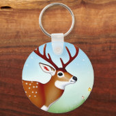 冬のワンダーランドシーンの鹿 キーホルダー (正面)