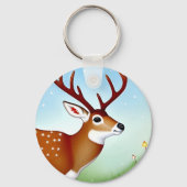 冬のワンダーランドシーンの鹿 キーホルダー (裏面)