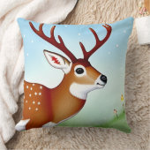 冬のワンダーランドシーンの鹿 クッション (ブランケット)