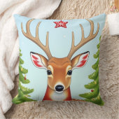 冬のワンダーランドシーンの鹿 クッション (ブランケット)