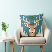 冬のワンダーランドシーンの鹿 クッション (椅子)