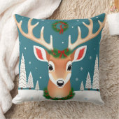 冬のワンダーランドシーンの鹿 クッション (ブランケット)