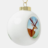 冬のワンダーランドシーンの鹿 セラミックボールオーナメント (左)