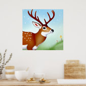 冬のワンダーランドシーンの鹿 ポスター (キッチン)
