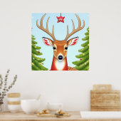 冬のワンダーランドシーンの鹿 ポスター (キッチン)