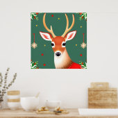 冬のワンダーランドシーンの鹿 ポスター (キッチン)