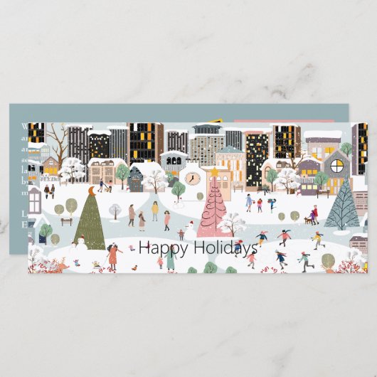 冬のワンダーランドシーン2枚フォトフラットカード (正面/裏面)