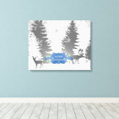 冬のワンダーランドストレッチキャンバス印刷 – 青 キャンバスプリント (インサイチュ (ウッドフロア))